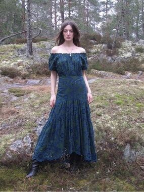 Dixie /Green Eyelet Maxi Dress -Italy -Size L- NWT